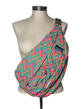 KAVU Limited Edition Rope Sling Bag Neon Chevron Crossbody Festival Pack Utlity
